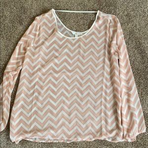 Silky pink and white blouse